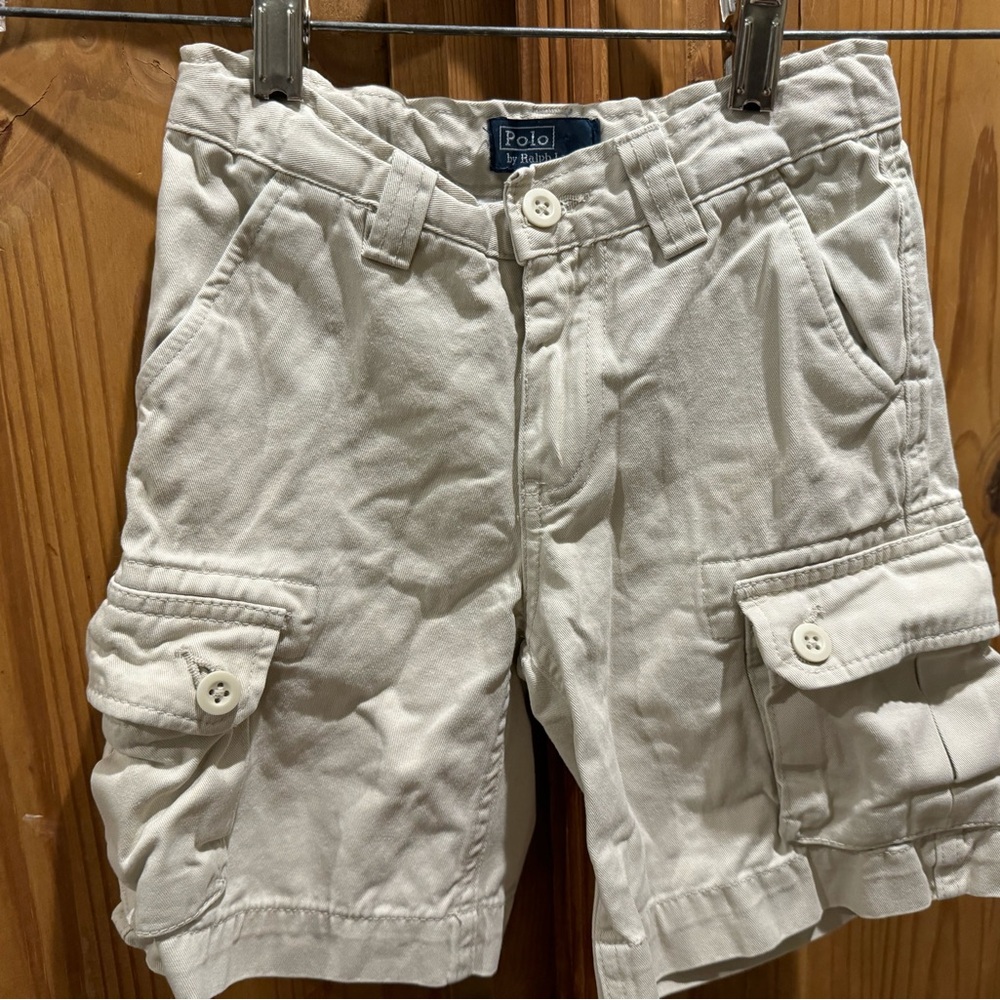 Polo by Ralph Lauren Kid’s sz 5 Cream Cargo Shorts Sturdy Cotton Design